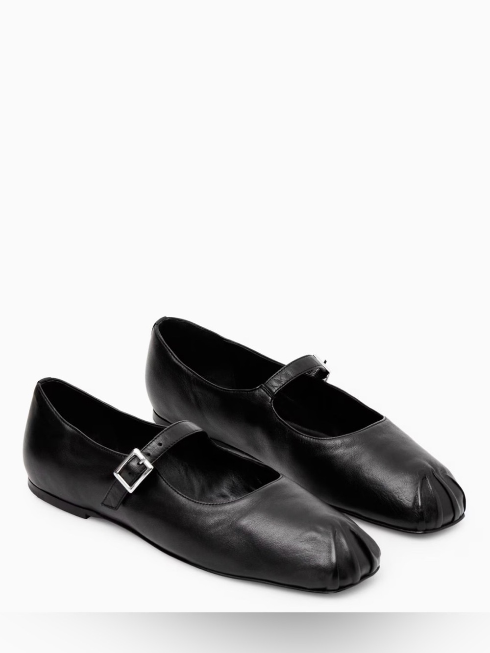 COS Pleated Leather Mary-Jane Ballet Flats
